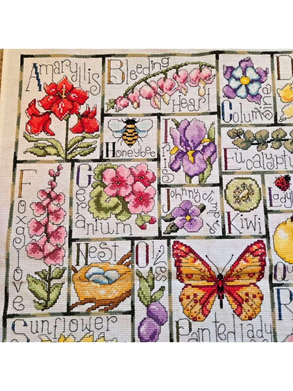 Design Works Floral Garden ABC Counted Cross Stitch Sampler FINISHED 16 x 20